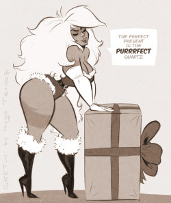 cameraman-001: hugotendaz:     Jasper SU - Purrrfect Quartz - Cartoon PinUp Commission Sketch   Have a purrrfect and Happy Christmas Eve :)   Newgrounds Twitter DeviantArt  Youtube Picarto Twitch      Oh hell yeah! She for me?! ♡v♡  There’s enough