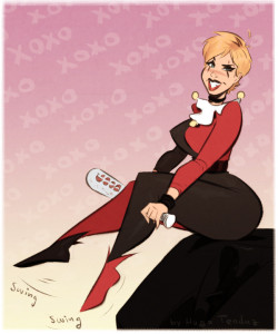   Harley Quinn Cosplay - Cartoon PinUp Sketch Commission  Oh, Harley, what are you up to now? :D  Commission for Myrannosaurus, of her Harley Quinn cosplay.If you want a commission like this, check the info - HERE.Newgrounds Twitter DeviantArt  Youtube