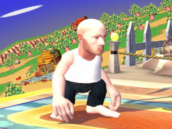 raccooneyedbitch:  I was looking at Brawl mods and found this. Bruce Willis on Diddy Kong’s skeleton. WHY  lmfao omg