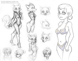  Miss Walters Concepts1,  art process. Here are some rough concepts  created before setting up a color polished character sheet.  I testing  out different proportions and styles. If there any questions on the art  process, feel free to ask.//Like what