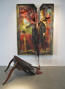 anotherplaceforshit:  punk-arts:Valerie Hegarty Famous paintings come to life in 3D sculptures of nature’s destructive tendencies.  fridge-worthy