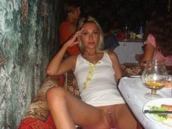 oramixbottomlessoramix:It’s so pleasant, after a nice meal, to sit back and relax, to spread your legs to show off your pussy in a ‘no panties’ restaurant, to watch other guests watching you, to sip more wine and get frisky, to feel your pussy getting