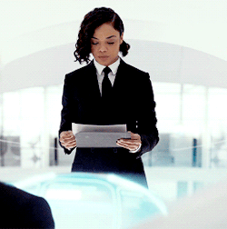 chastainjessica: You really think a black suit is going to solve all your problems? No, but looks damn good on you. Men In Black: International(2019) dir. F. Gary Gray   