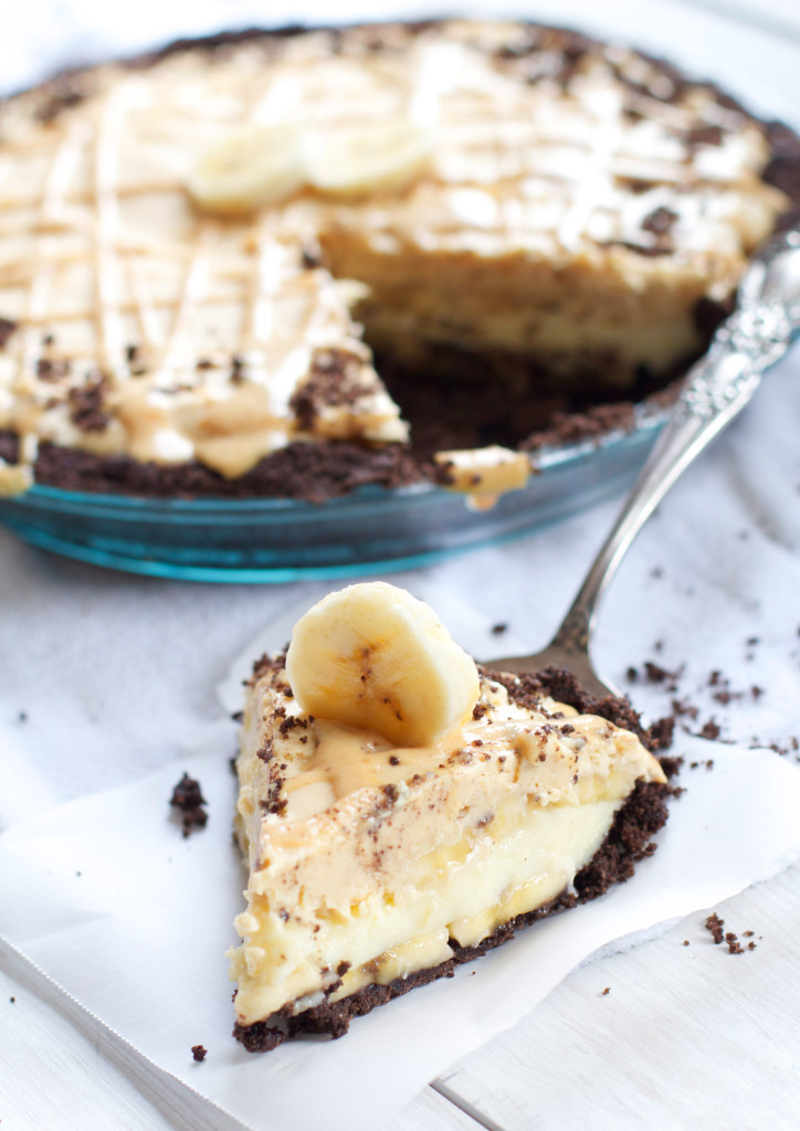 Peanut Butter Banana Cream Pie with a Chocolate Cookie Crust