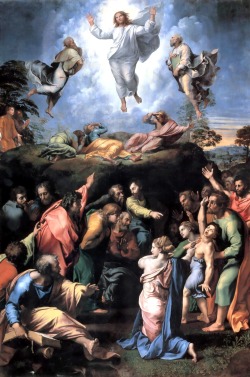 Raffaello Sanzio (Urbino 1483 - Roma 1520); Trasfigurazione (Transfiguration), 1518 / 1520 (unfinished; probably completed by Giulio Romano before 1523); oil on wood, 405 x 278 cm; Pinacoteca Vaticana