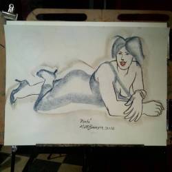 Drawing at Dr. Sketchy&rsquo;s! Thanks Fonda! #art #drawing #figuredrawing #artistsoninstagram #artistsontumblr #ink #pentelbrushpen #bostonburlesque #burlesque #drsketchys  (at Great Scott)