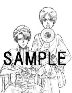 One more look at directors Levi &amp; Eren, as featured on the special poster that will be gifted alongside preorders of the 1st SnK Compilation film: Shingeki no Kyojin Zenpen: ~Guren no Yumiya~! (Source)Take 203, cameraman Jean!