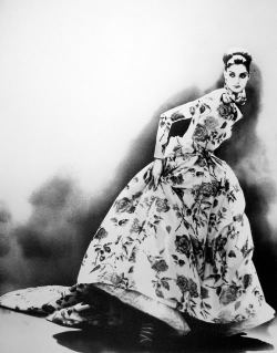 madamedevereshideaway:  Everything old is new again Photo of Anneliese Seubert in Christian Dior Haute Couture Paris by Lillian Bassman  