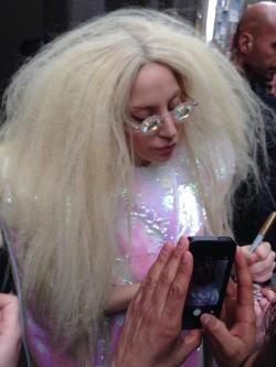ladyxgaga:  Gaga leaving the Howard Stern Show a few minutes ago.