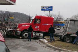 mentalflossr:  A truck driver left his semi idling near a Kwik Trip convenience store in Mankato, Minnesota, last Friday afternoon and went inside to make a purchase. While he was in the store, his Labrador retriever knocked the truck into gear and it
