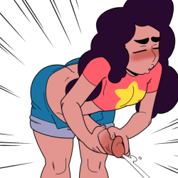 Stream commission of Stevonnie stroking their massive dong.