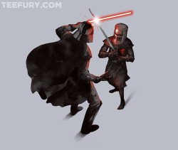 gamefreaksnz:  Dark Duel by verrrso - Sold on December 10th at Teefury USD บ for 24 hours only  Who the fuck is that guy? Thinking he can fight Darth Vader. Is that supposed to be a Templar Knight or something?