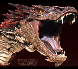 Smaug Bust WIP - by SalirethS This is a pretty awesomely rendered dragonface. GodDAMN you wouldn;t believe how much i want to get in there..! x.x