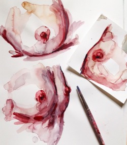 ellysmallwood: Some little watercolour studies of Heart and Ms O cause I miss these babes 