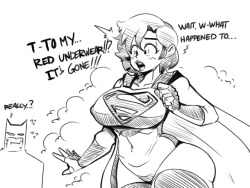 what did happened to superman red underwear!!! &gt;:Toh he got turned into a girl, too.