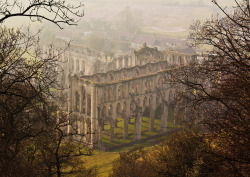 abandonedography:  The ruins of Rievaulx Abbey in North Yorkshire, which was established in 1132 and subsequently dissolved in 1538 by the order of Henry VIII during the dissolution of the English monasteries. At its height, it was one of the largest