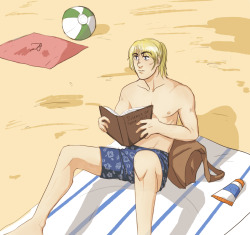robotsharks:  Summer Au: Armin moves to California to stay with his grandpa. He doesn’t expect his summer to be anything like the movies make them out to be, but when he meets local surfers Jean and Eren, his quiet summer takes a turn for the better. 