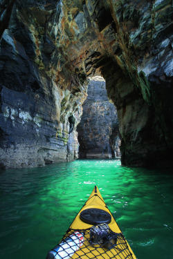 patagonia:  Exploring emerald sea caves on the salty frontier between land and sea. 