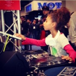 I absolutely LOVE this picture! A young black girl rocking the DJ equipment. Nothing could make this any better. Nothing! #theyouth #dj #music #awesome