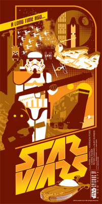 tiefighters:  Star Wars Trilogy Posters  Limited edition 12” X 24” screen prints for โ @DarkInkArt Created by Mark Daniels (via:xombiedirge) 