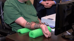 gjmueller:  New device allows brain to bypass spinal cord, move paralyzed limbs  For the first time ever, a paralyzed man can move his fingers and hand with his own thoughts thanks to a new device. A 23-year-old quadriplegic is the first patient to use