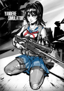 pixelnoodle:  Yandere-chan cosplaying as Quiet from Metal Gear Solid V- for the Yandere Simulator fan art contest.  I wish I haven’t blocked her midriff with that sniper rifle. Digital inking is tedious, but still fun! 