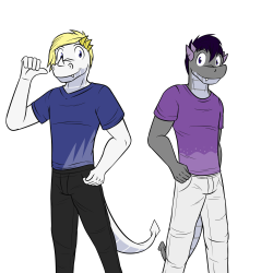 Barius and ArsenLast two dragon dude ocs from the story, even though the gray one wasn’t introduced yet.  He was supposed to be in the upcoming chapter, but that was cut short.  In terms of the oc group dynamic, he’s taking Spike’s place, since