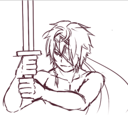 Rough sketch~~ Forgot to mention Thaias is a pretty good swordman~~ He doesn’t enjoy killing but he does enjoy fighting! òwó/