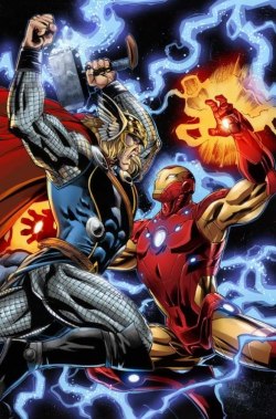 godtricksterloki:  comicbookartwork:  Thor Battles Iron Man  GO GET ‘IM, BLONDIE!  FUCK UP THAT FABIO LOOKING MUTHAFUCKA, IRON MAN!Science &gt; Magic