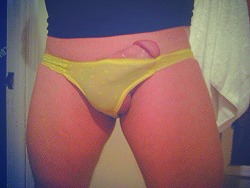 pbmattystuff:  shesuspects:  “Just the Tip Tuesday” submission from “pbmatty” who says….”Bright n’ Sunny Yellow Panties Today!… perhaps a bit small…   :o)”….too small?  Just right!  Thank you!  … well, too small in the back,