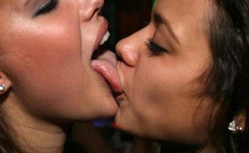 Drunk girls kissing