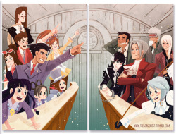 prospectkiss:  thegorgonist:  ALL MY GOOD JUSTICE SONS AND DAUGHTERS Yeah I’m a huge Phoenix Wright/Ace Attorney fan and this was long overdue.  You can buy prints in my shop &lt;3   This is gorgeous!  So much life and movement and expression and