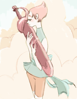 vanessamakesthings:  A color rough for my next painting!  I ended up coming across this illustration by @maariamph and it made me want to paint Pearl with Rose’s sword, too!  Pearl’s relationship to Rose…man, it fills me to the top with the feels.