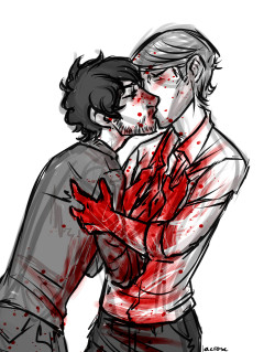 acrosc:  an anon requested makeouts w lots of blood. naturally, i drew hannigram. [don’t steal / delete caption] 