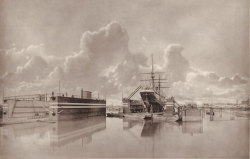 Floating dry dock in the harbour of Rotterdam photo by Johann Georg Hameter, 1883