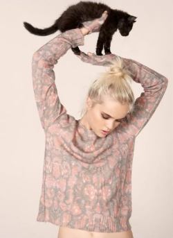 madamezucker:  anhel:  ……..    This girl is lucky. She has platinum hair, a cute kitten and a fabulous jumper.