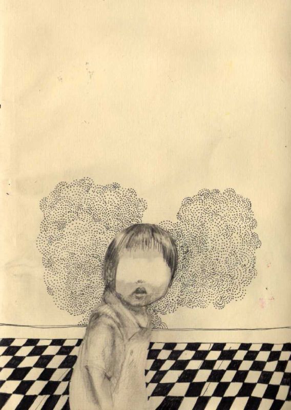 Title: The Kid Without Eyes / O Menino Sem Olho Author: Anne Brumana Technique: Graphite and ink on paper Year: 2010