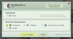 Love the new deviantWatch modal dialog. &lsquo;Bout time! :)