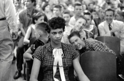 ilnestjamaistroptard:  thefeministhub:  padaviya:  thechocolatebrigade: This is a photo of the first Black girl to attend an all white school in the United States—Dorothy Counts—being jeered and taunted by her white, male peers. This photo encompasses