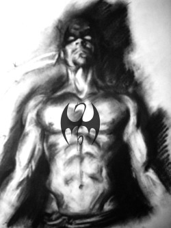 parkerhurley:  IRON PARKER FIST!! charcoal on paper. taking photos of art without a scanner is really tough, so i apologize for the crappy photo. didn’t have the right piece of charcoal to do the Iron Fist logo so i photoshopped it. just a rough draft,