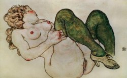 eroti-cats: lacontessa:  Egon Schiele, Nude with Green Stockings, 1918.  