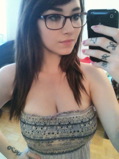 Cute teen girl selfie glasses