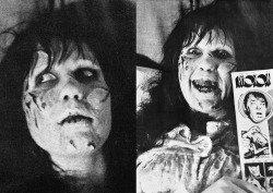 eccentricoddities:  Because Warner Bros. wouldn’t give the rights to publish photos of Linda Blair in full demon make-up around the time of the film’s release, some publications opted to re-create the possession scenes themselves. In these photos,