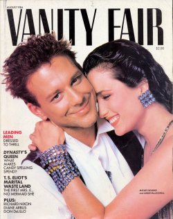 tiberiusloft:  Mickey Rourke &amp; Andie MacDowell on the cover of “Vanity Fair” - August 1984 
