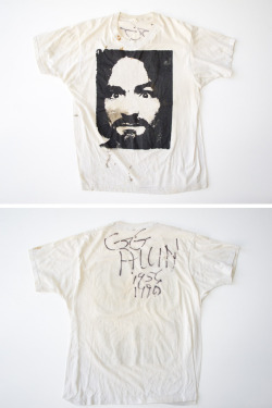 terrysdiary:  Charles Manson t-shirt signed by GG Allin. 