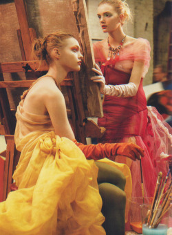 Sasha Pivovarova &amp; Lily Donaldson by Steven Meisel for Vogue 