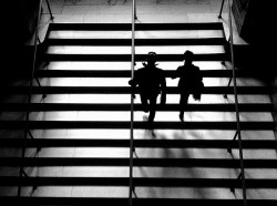black-and-white:  Stairway at the Boston Public Library (by Stephanie Chappe) 