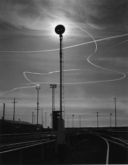 Rails and Jet Trails, Roseville, California photo by Ansel Adams, 1953