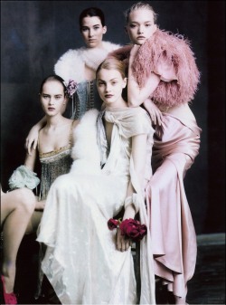 Anna Jagodzinska, Gemma Ward, Iza Olak and Lucy Palmer for Vogue UK by Paolo Roversi 