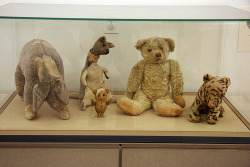  “Pooh and his friends were given as gifts by author A. A. Milne to his son Christopher Robin Milne between 1920 and 1922. Pooh was purchased in London at Harrods for Christopher’s first birthday. Christopher later gave them to publisher E. P. Dutton,